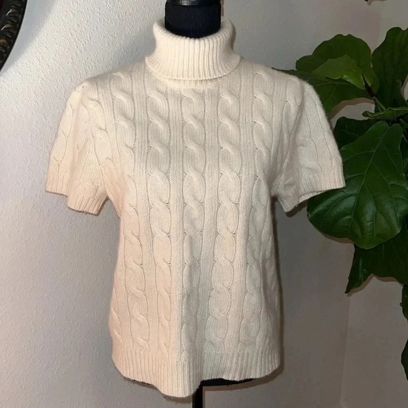 Ralph Lauren Women’s Angora Cashmere Blend Turtleneck Short Sleeve Sweater XL - Picture 2 of 15